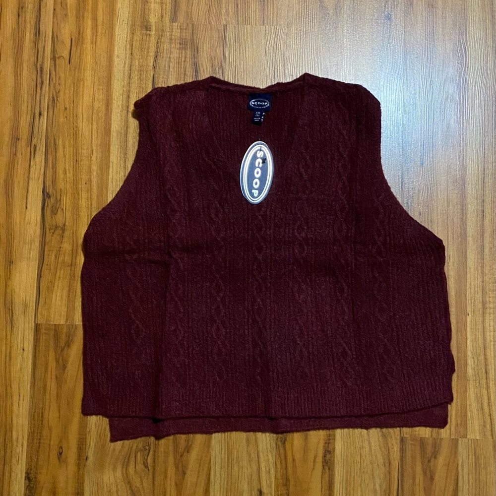 Scoop Women's Sleeveless V-Neck Cable Knit Cropped Sweater Vest Size XXL - Picture 2 of 11